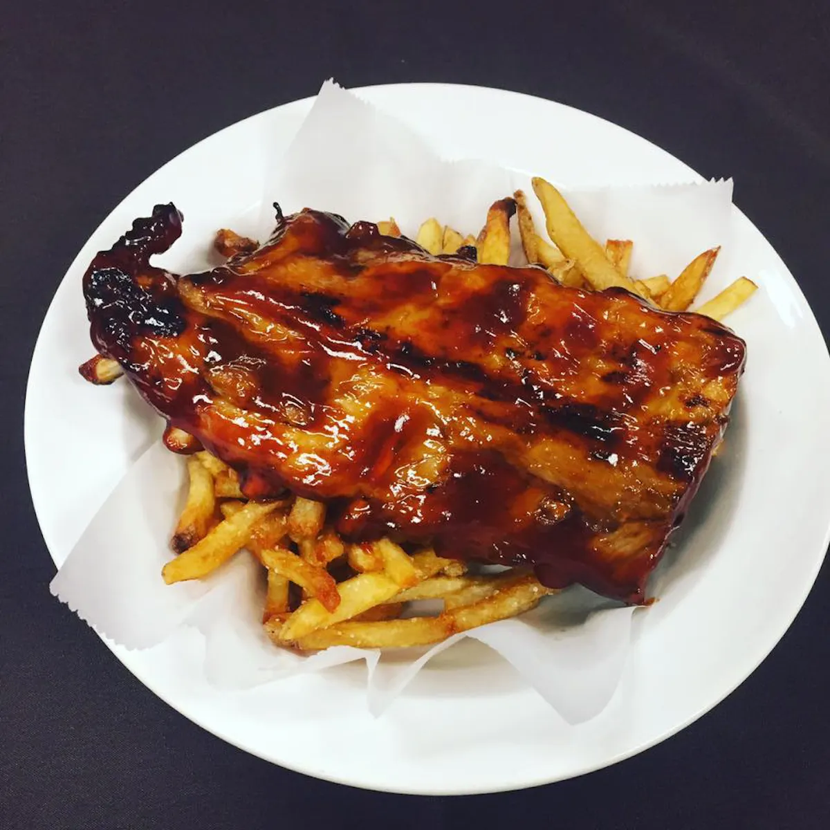 a white plate topped with different types of food